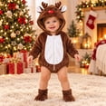 thumbnail image 1 of REDARER Baby Christmas Reindeer 3PCS Set Hooded Romper with Foot Covers Warm Outfit for Autumn Winter Holiday Photography,0-3 Months, 1 of 8