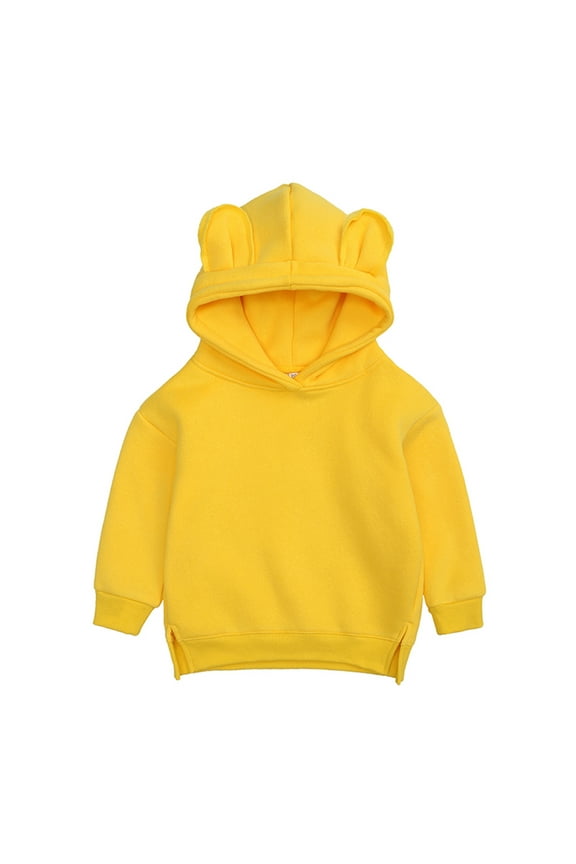 Baby Cute Ear Hoodie, Toddler Solid Color Sweatshirt, Boys Girls Soft Top, Animal-Themed Pullover,for 6-9 Months