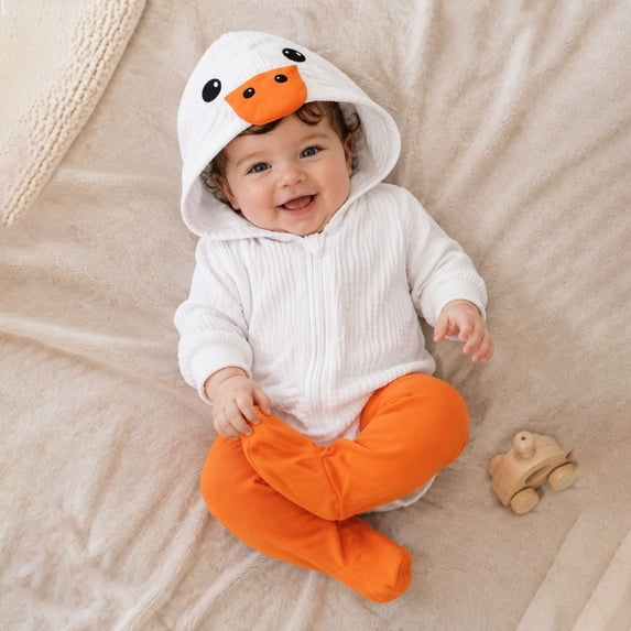REDARER Baby Hooded Romper 2 Piece Set Zipper Animal Bodysuit with Matching Socks for Holiday Party Photo ,6-12 Months