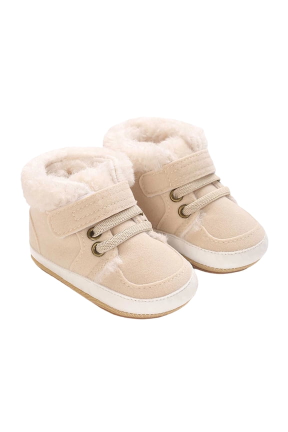 Baby First Walkers Winter Soft Sole Booties Plush Warm Non- Rubber Sole Easy Wear for Infants,Size:1-8 Months