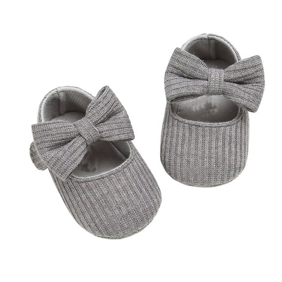 REDARER Baby Girl First Walking Shoes Soft Yarn Knit Sneakers Prewalker Booties Crib Shoes Non- Sole Cute Bow,Size:0-6 Months