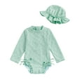 thumbnail image 1 of REDARER Baby Girl Long Sleeve Rash Guard Set, Eyelet Swimsuit Romper with Matching Sun Hat for Beach & Pool,3-6 Months, 1 of 3