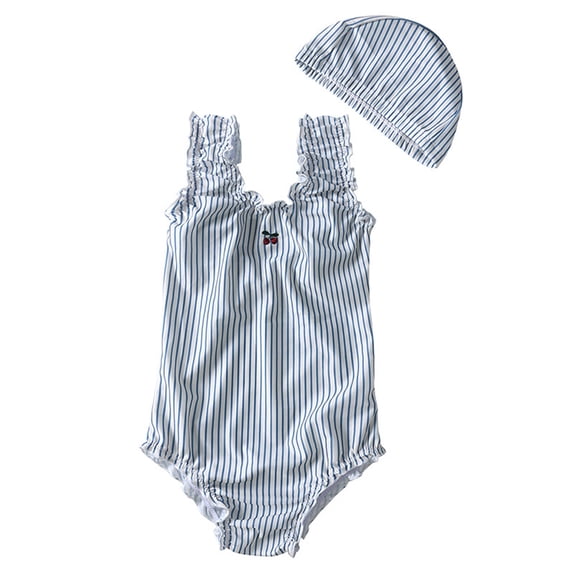 REDARER Baby Girl Swimsuit Floral Striped Dot Sleeveless 1 Piece Bathing Suit Bikini Tankini Swimwear with Hat,Girls Swimsuit,2-3 Years