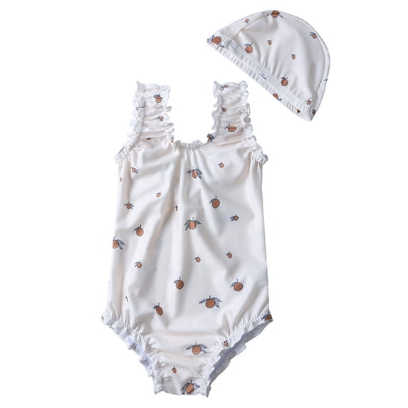 REDARER Baby Girl Swimsuit Floral Striped Dot Sleeveless 1 Piece Bathing Suit Bikini Tankini Swimwear with Hat,Girls Swimsuit,6-12 Months