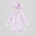 thumbnail image 1 of REDARER Baby Girl's 2-Piece Swim Set – Daisy & Bow Print Long-Sleeve Romper + Ruffled Hat, UV-Protective Beach Rash Guard Bathing Suit,6-12 Months, 1 of 4