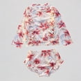 thumbnail image 1 of REDARER Baby Girls' 2-Piece Long-Sleeve Swimsuit Set – Floral & Birds Print, Ruffled Design, UV Protection Swimwear,6-7 Years, 1 of 8