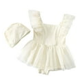 thumbnail image 1 of REDARER Baby Girls 2 Piece One Piece Swimsuit Tulle Tutu Skirt with Ruffle Straps and Swim Cap UPF 50+,1-2 Years, 1 of 5
