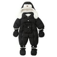 thumbnail image 1 of REDARER Baby Girls -Lined Bodysuit Winter Warm Romper 1 Piece Outfit Cozy Soft Babys Wear Cold Weather,Color:Black,Size:12-24 Months, 1 of 9