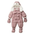 thumbnail image 1 of REDARER Baby Girls -Lined Bodysuit Winter Warm Romper 1 Piece Outfit Cozy Soft Babys Wear Cold Weather,Color:Pink,Size:6-12 Months, 1 of 9