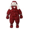 thumbnail image 1 of REDARER Baby Girls -Lined Bodysuit Winter Warm Romper 1 Piece Outfit Cozy Soft Babys Wear Cold Weather,Color:Red,Size:12-24 Months, 1 of 9