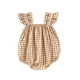 thumbnail image 1 of REDARER Baby Girls Plaid Romper, Soft Breathable Flutter Sleeve Checkered Bodysuit for & Toddlers,3-6 Months, 1 of 3