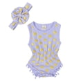 thumbnail image 1 of REDARER Baby Girls' Polka Dot Romper Set Gold Foil Print Sleeveless Pom Pom Trim With Bow Headband,6-12 Months, 1 of 3