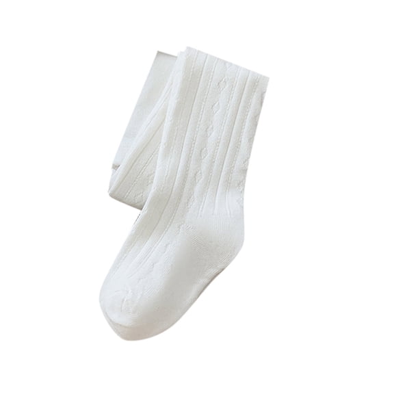 Baby Girls Tights Cotton Cable Knit Footed Pantyhose Baby Stockings Toddler Leggings,Color:White Size:0-6 Months