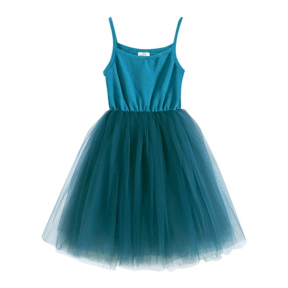 REDARER Baby Girls' Tutu Dress – Cotton Tulle Sleeveless Princess Dress with Solid Color Suspenders,Size 6-7 Years