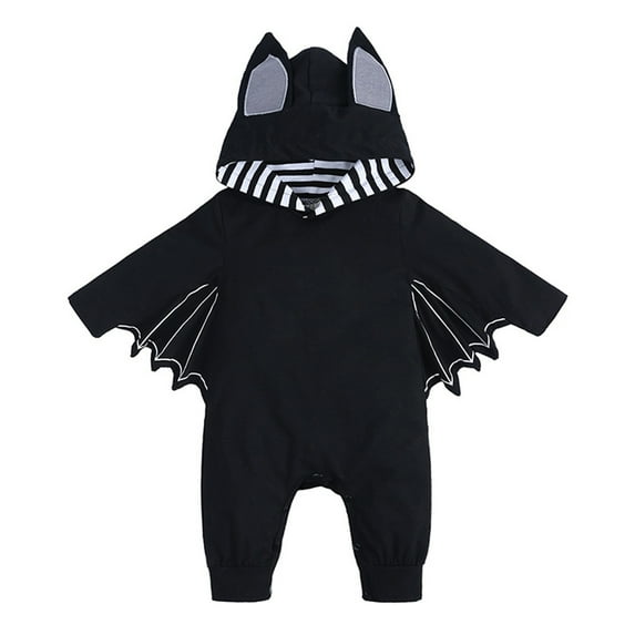 REDARER Baby Halloween Bat Hoodie Romper Playsuit for Boys Girls My 1st Halloween Outfit,Size:12-18 Months
