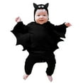 thumbnail image 1 of REDARER Baby Halloween Black Bat Romper with Hat Long Sleeve Jumpsuit for Boys Girls My 1st Halloween Outfit Set,Size:0-3 Months, 1 of 9