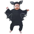 thumbnail image 1 of REDARER Baby Halloween Black Bat Romper with Hat Long Sleeve Jumpsuit for Boys Girls My 1st Halloween Outfit,Size:12-18 Months, 1 of 9
