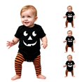 thumbnail image 1 of REDARER Baby Halloween Pumpkin Face Short Sleeve Bodysuit Romper for My First Halloween Holiday Party Photoshoot Casual Daily Dress Up Outfit,6-12 Months, 1 of 5