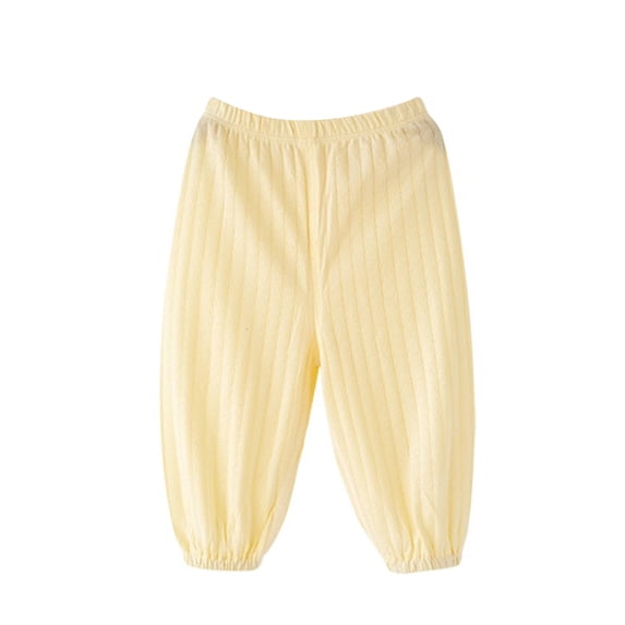 REDARER Baby Ribbed Pants, Thin Elastic Waist & Trousers for Spring Summer Home Pajama Wear,1-2 Years