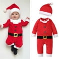 thumbnail image 1 of REDARER Baby Santa Costume Romper Set Fleece Long Sleeve Jumpsuit with Matching Santa Hat Snap Crotch Outfit for Newborn Infant Christmas Party Photoshoot Holiday Gift,6-12 Months, 1 of 8
