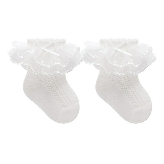 REDARER Baby Socks - Double Layer Lace Trim Cotton Socks for Girls & Boys, Soft Breathable Everyday Socks for & Toddlers