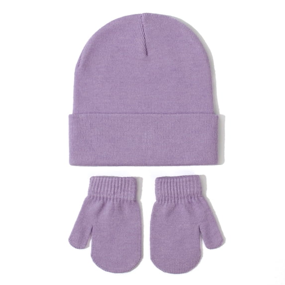 REDARER Baby Solid Color Knit Hat and Mitten Set Warm Winter Wool Pullover Beanie Gloves Kit Versatile Cold Weather Accessory for Toddler Kids,3-24 Months