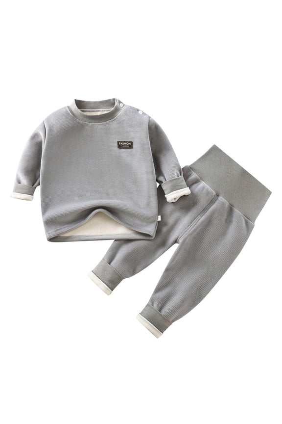 Baby Thermal Set 2PC, Wool Blend Underwear, High Waist Belly Care Pajamas, Kids Sets Clothes, for Size 3-6 Months