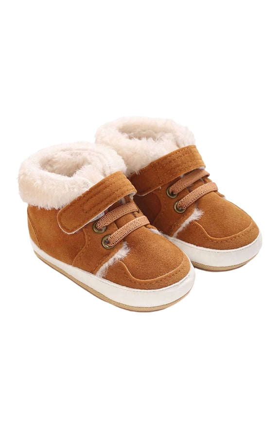Baby Winter Boots, Soft Sole Shoes with Hook and Loop Closure for Boys and Girls, Non- Rubber Sole First Walkers,Size:17-24 Months