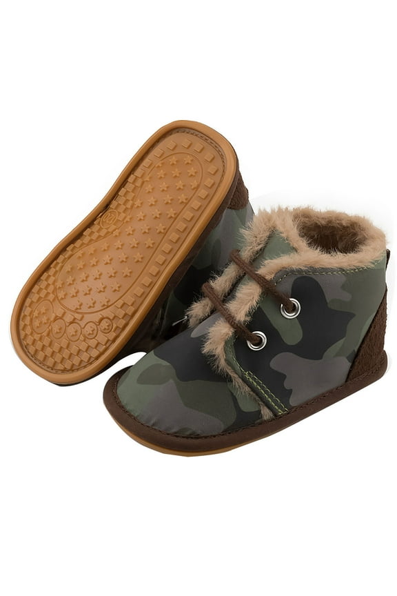 Baby Winter Shoes for Walking â Warm Lined Shoes with Non- Rubber Sole, Soft Crib Shoes for Boys & Girls,Color:Army Green,Size:6-12 Months