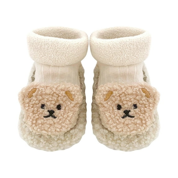 REDARER Baby's 1st Winter Booties - Ultra-Soft Sole with Plush Sock Lining | Non- Cartoon Design for Early Walkers,Color:Beige,Size:6-12 Months