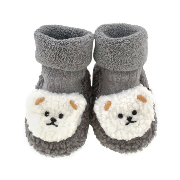 REDARER Baby's 1st Winter Booties - Ultra-Soft Sole with Plush Sock Lining | Non- Cartoon Design for Early Walkers,Color:Grey,Size:0-6 Months