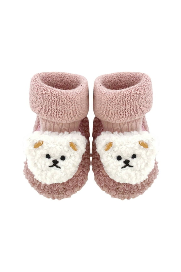 Baby's 1st Winter Booties - Ultra-Soft Sole with Plush Sock Lining | Non- Cartoon Design for Early Walkers,Color:Pink,Size:0-6 Months