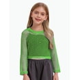 thumbnail image 1 of REDARER Big Girls Mesh Cropped Long Sleeve Top Hollow Out Casual Fashion Blouse,11-12 Years, 1 of 3