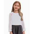 thumbnail image 1 of REDARER Big Girls Mesh Cropped Long Sleeve Top Hollow Out Casual Fashion Blouse,11-12 Years, 1 of 3