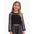 thumbnail image 1 of REDARER Big Girls Mesh Cropped Long Sleeve Top Hollow Out Casual Fashion Blouse,15-16 Years, 1 of 7