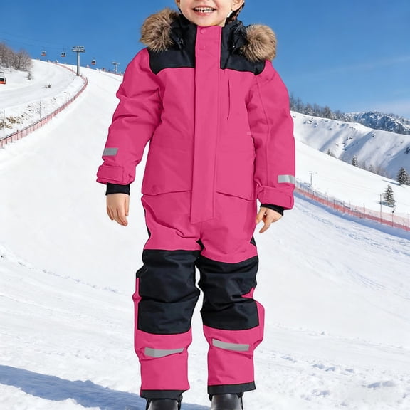 REDARER Big Kids Insulated Waterproof Snowsuit, Windproof Thermal Ski Suit for Boys Girls, All Weather Heavy Duty Winter Overalls for Outdoor Adventures,3-4 Years