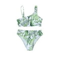thumbnail image 1 of REDARER Big Summer Irregular Suspenders Leaf Pattern Swimsuit Two Piece Bikini Set Swimsuits Bathing Suits Thin Straps,Girls Swimsuit,11-12 Years, 1 of 6