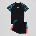 thumbnail image 1 of REDARER Boys' 2-Piece Swim Set – "SPORT" Graphic Rash Guard + Geometric Accent Trunks, Comfortable Pool & Beach Swimwear,170, 1 of 9
