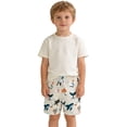 thumbnail image 1 of REDARER Boys 2 Piece Swim Set Solid Short Sleeve Rash Guard with Ocean Animal Print Swim Trunks Bathing Suit,6-12 Months, 1 of 5