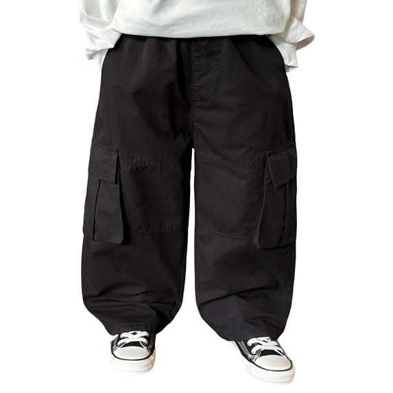 REDARER Boys' Baggy Solid Color Cargo Pants Comfortable Durable Casual Trousers for Outdoor Play Youth Everyday Wear,9-10 Years