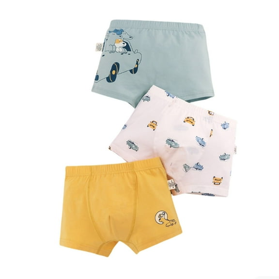 REDARER Boys Boxer Briefs 3-Pack, Cute Print Cotton Underwear, Soft & Breathable for Kids,Size for 4-5 Years