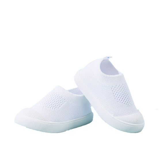 REDARER Boys Breathable Sneakers for Toddlers, Lightweight Non- Walking Shoes, Soft Sole Sports Shoes for Outdoor Play,Color:White,Size:2-2.5 Years
