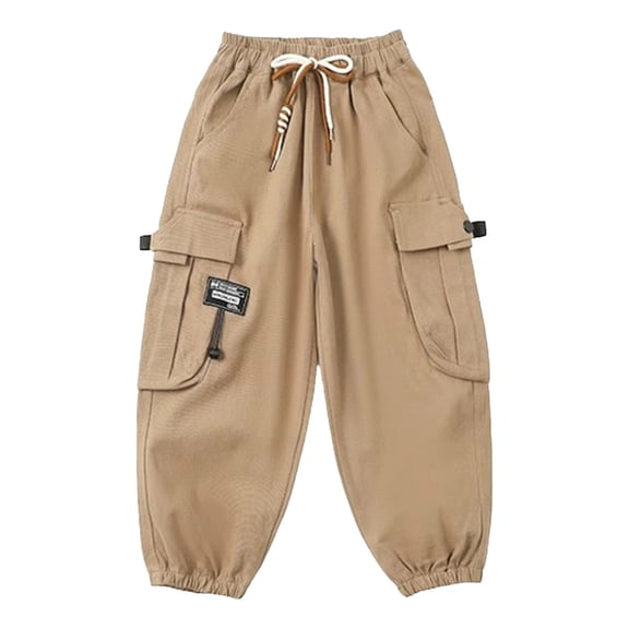 REDARER Boys Cargo Pants with Side Pockets Comfortable Long Trousers for Kids Autumn Winter Outdoor and School Wear,5-6 Years