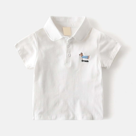 REDARER Boys' Cartoon Print Polo Shirt - Gentleman Style Collar Short Sleeve Summer Toddler Kids Casual Beach School Party Top,12-18 Months