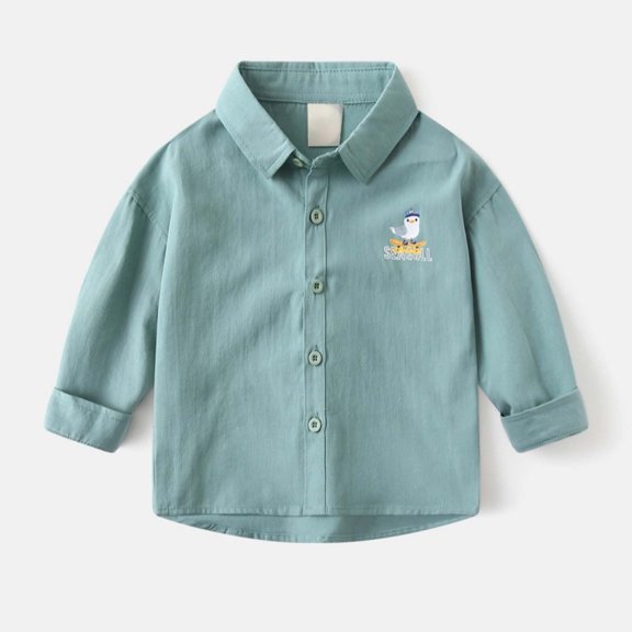 REDARER Boys' Cartoon Printed Long Sleeve Shirt - Versatile All Seasons Kids Casual Beach School Party Outfit Top,2-3 Years