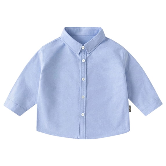 REDARER Boys' Collared Button Down Plain Shirt - Long Sleeve Spring Fall Comfortable Versatile Layering Kids Casual Inner Wear Top,4-5 Years