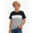 thumbnail image 1 of REDARER Boys Color Block Short Sleeve T-Shirt Crew Neck Casual Soft Cotton Comfortable Playwear Daily Tee,4-5 Years, 1 of 2