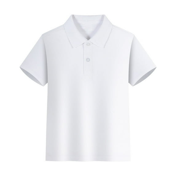 REDARER Boys' Cotton Polo Shirt - Breathable Short Sleeve Button Down for Summer & Beach,Color:Z01 White,Size:9-10 Years