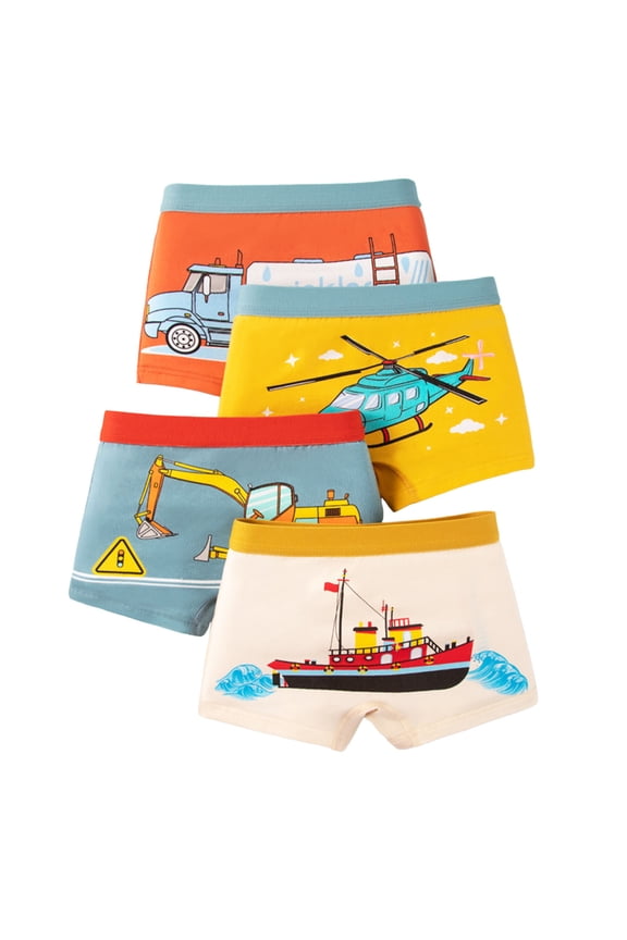 Boys Cotton Underwear 4-Pack Briefs - Soft Breathable Kids Underpants with Elastic Waistband for Play School Everyday Comfort,Size:6-8 Years