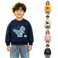 thumbnail image 1 of REDARER Boys Crewneck Pullover Sweatshirt Soft Long Sleeve Top with Dinosaur Embroidery Cartoon Design Casual Loose Fit Shirt for Autumn Daily Wear,6-7 Years, 1 of 5